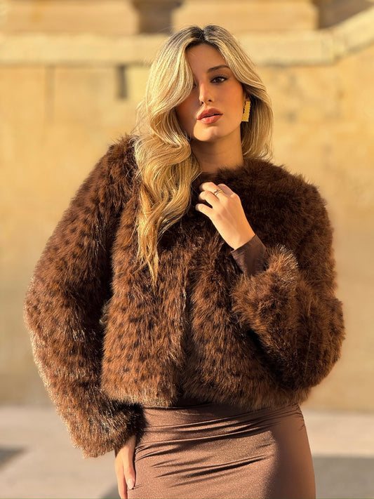 CHAQUETA PELO ANIMAL MARRON