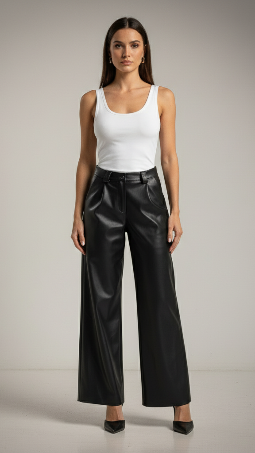 PANTALÓN ECOPIEL PLIEGUE