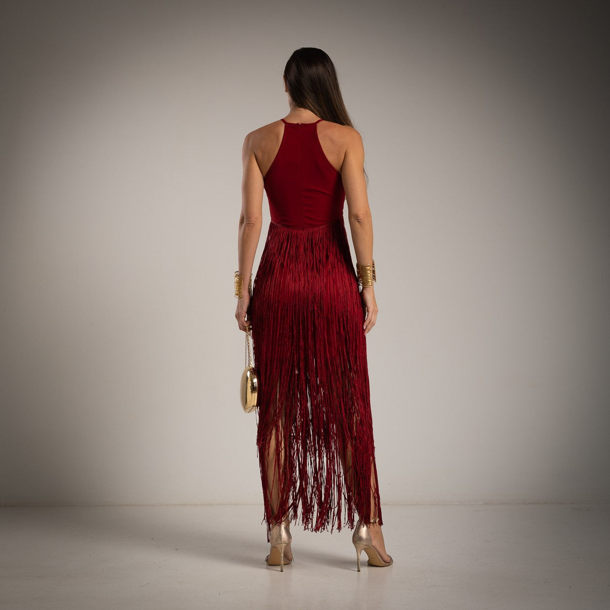 VESTIDO FLECOS CASCADAS