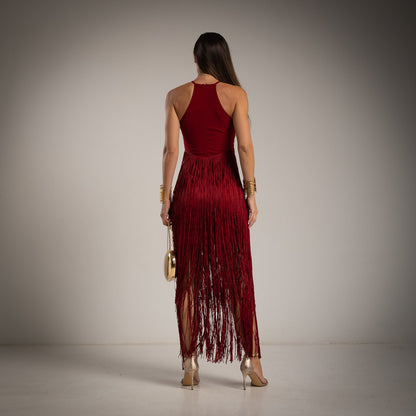 VESTIDO FLECOS CASCADAS