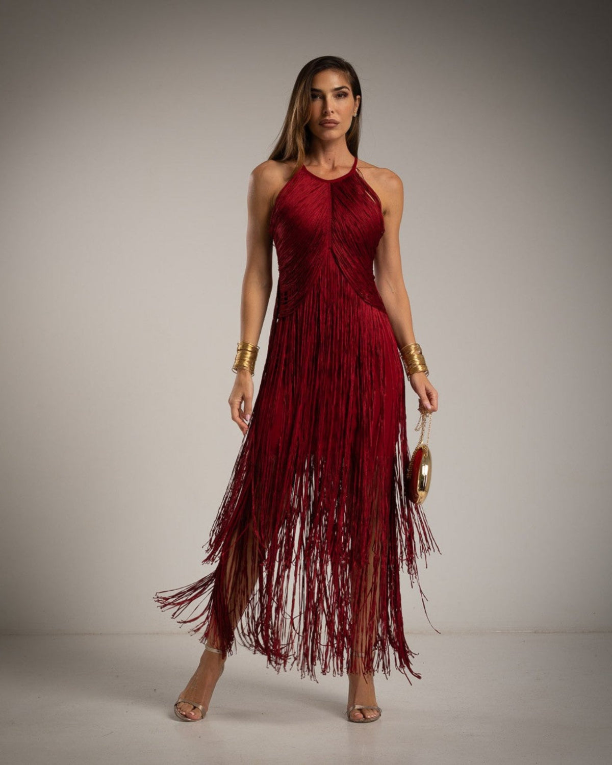 VESTIDO FLECOS CASCADAS