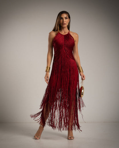 VESTIDO FLECOS CASCADAS