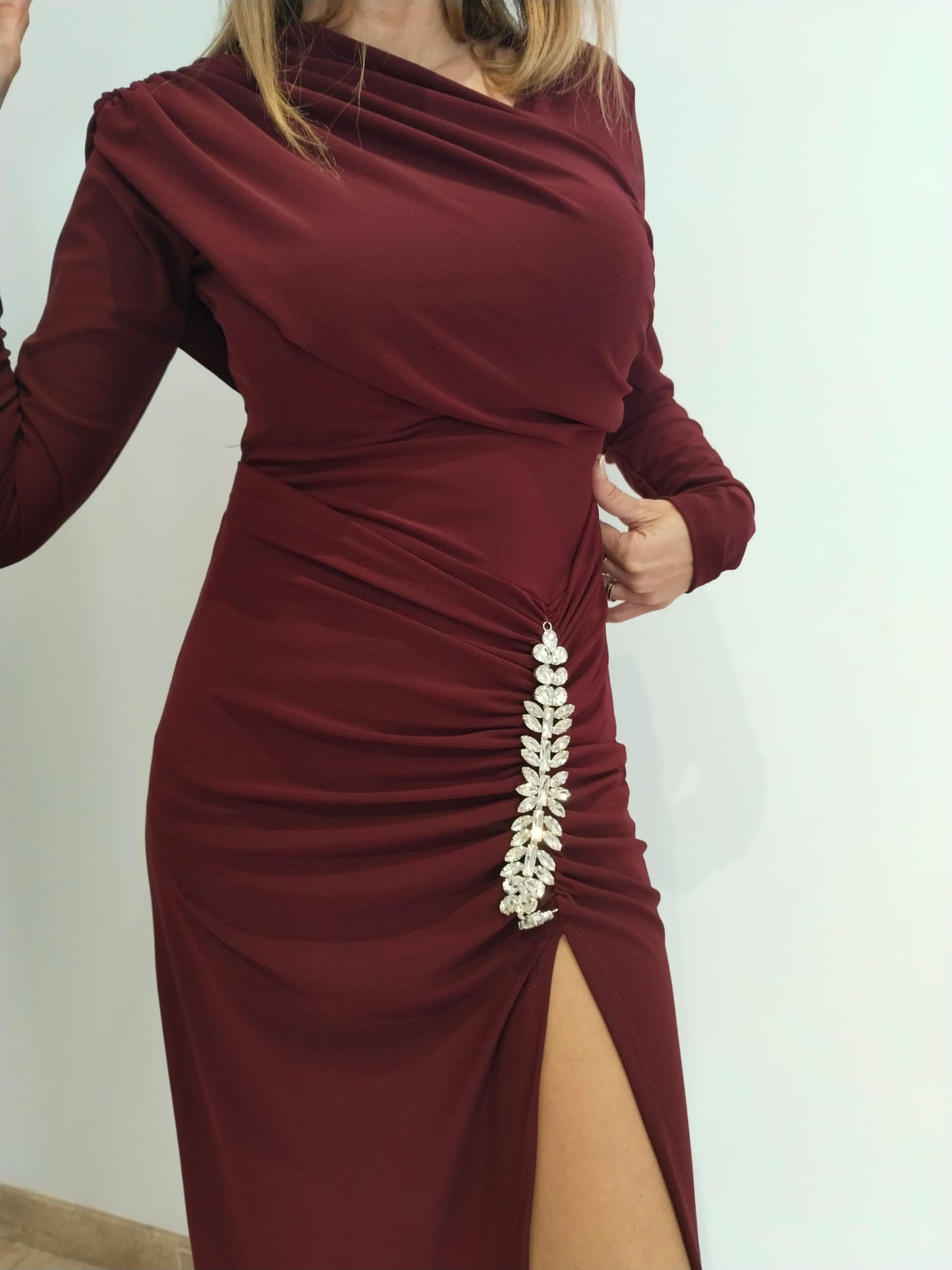 VESTIDO DE LUX: COLORES , BURDEOS, NEGRO Y PETROLEO