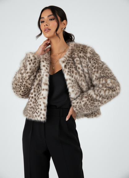 CHAQUETA PELO ANIMAL BEIGE