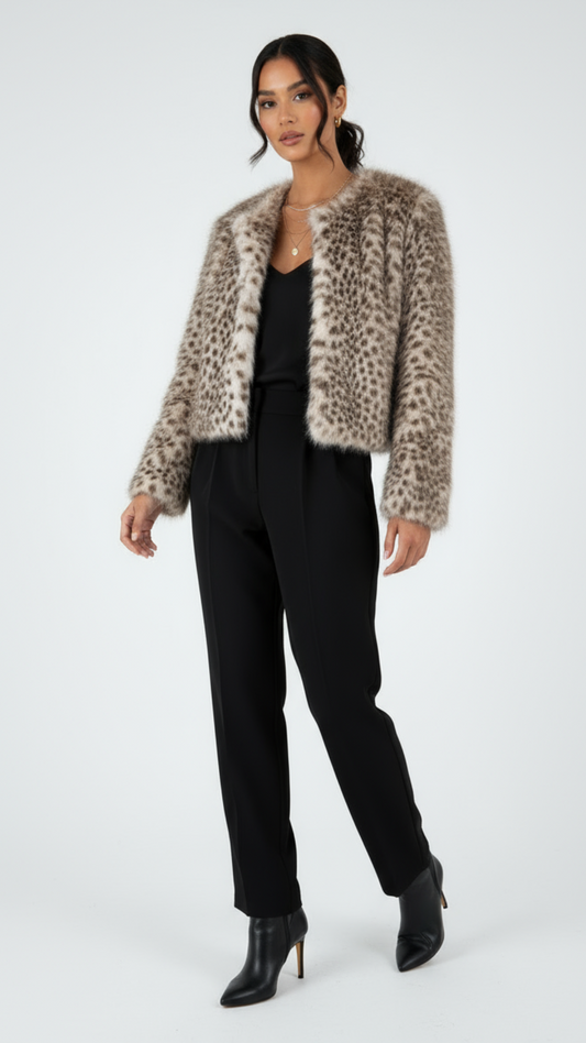 CHAQUETA PELO ANIMAL BEIGE