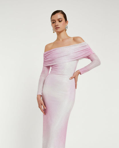 VESTIDO TRASS ROSA Y BRILLANTES