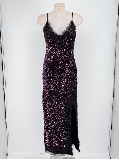 VESTIDO MELODI NEGRO +LENTEJUELAS PLATA