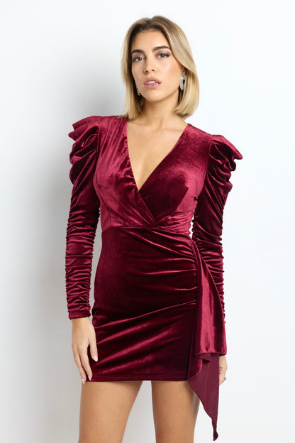 VESTIDO CORTO CASCADA LATERAL