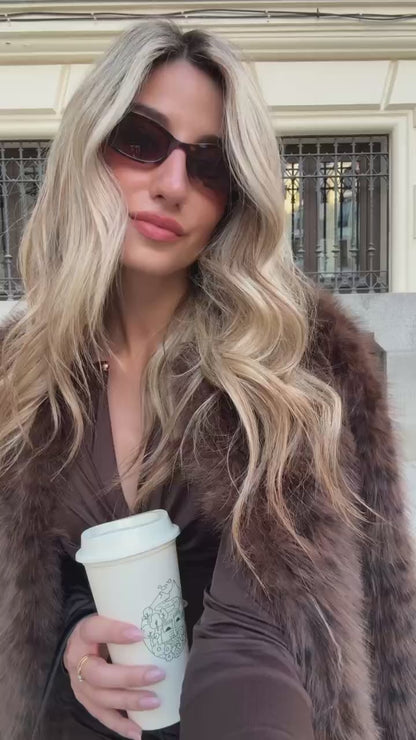 CHAQUETA PELO ANIMAL MARRON